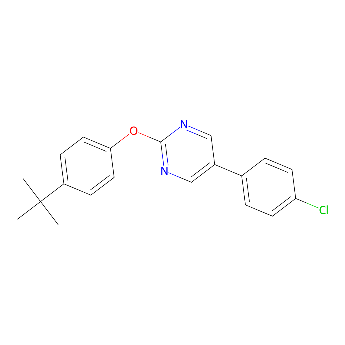 2-(4-Tert-butylphenoxy)-5-(4-chlorophenyl)pyrimidine molecular structure, CAS 861208-87-9