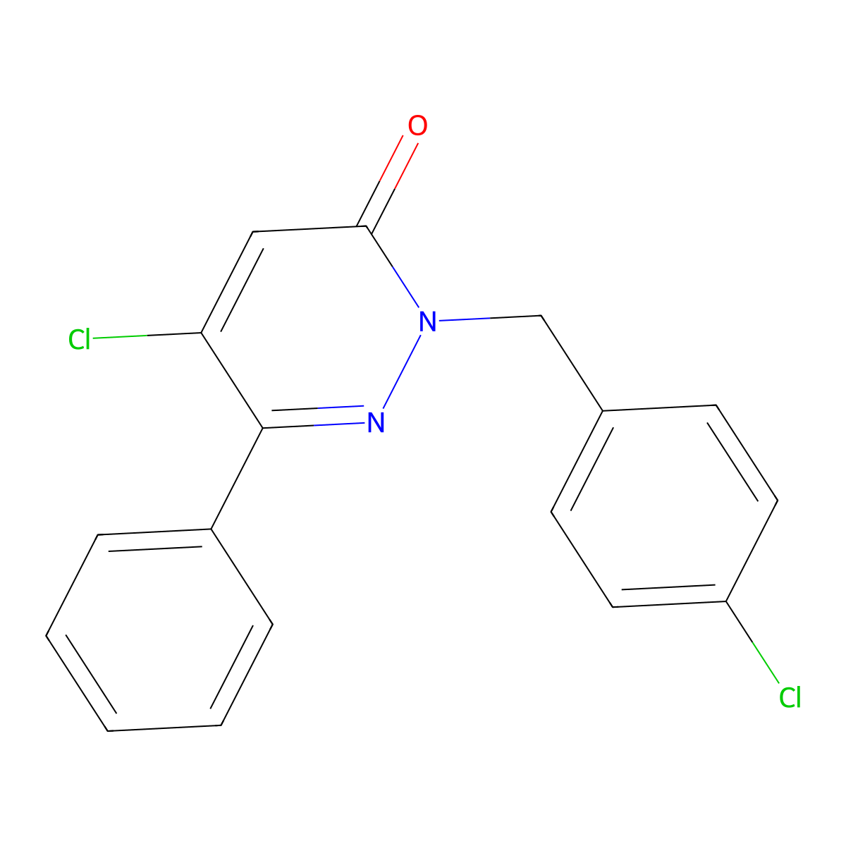 5-chloro-2-(4-chlorobenzyl)-6-phenyl-3(2H)-pyridazinone molecular structure, CAS 861208-88-0