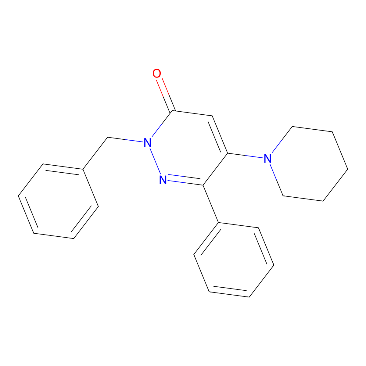 2-benzyl-6-phenyl-5-piperidino-3(2H)-pyridazinone molecular structure, CAS 861208-91-5