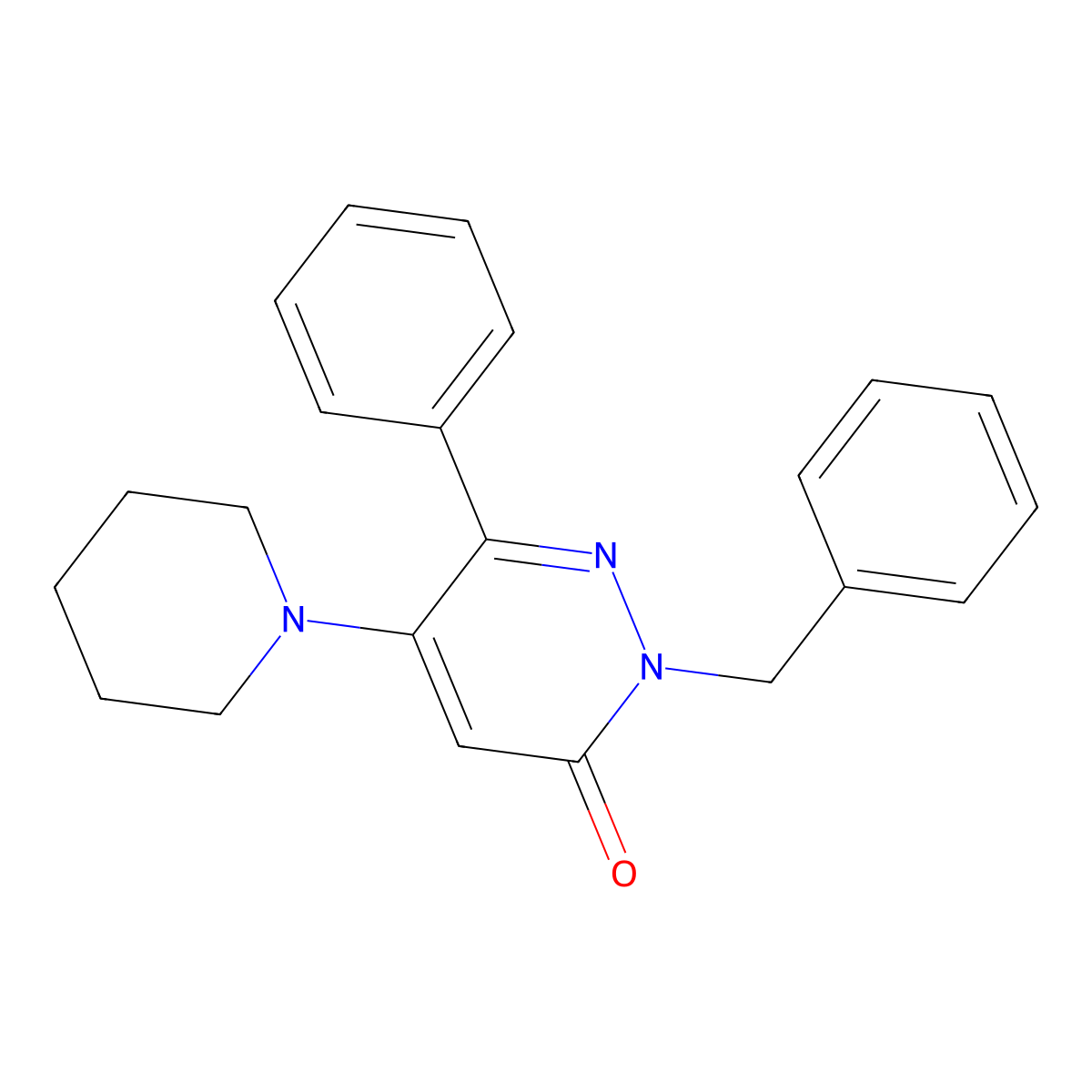 2-benzyl-6-phenyl-5-piperidino-3(2H)-pyridazinone molecular structure, CAS 861208-91-5