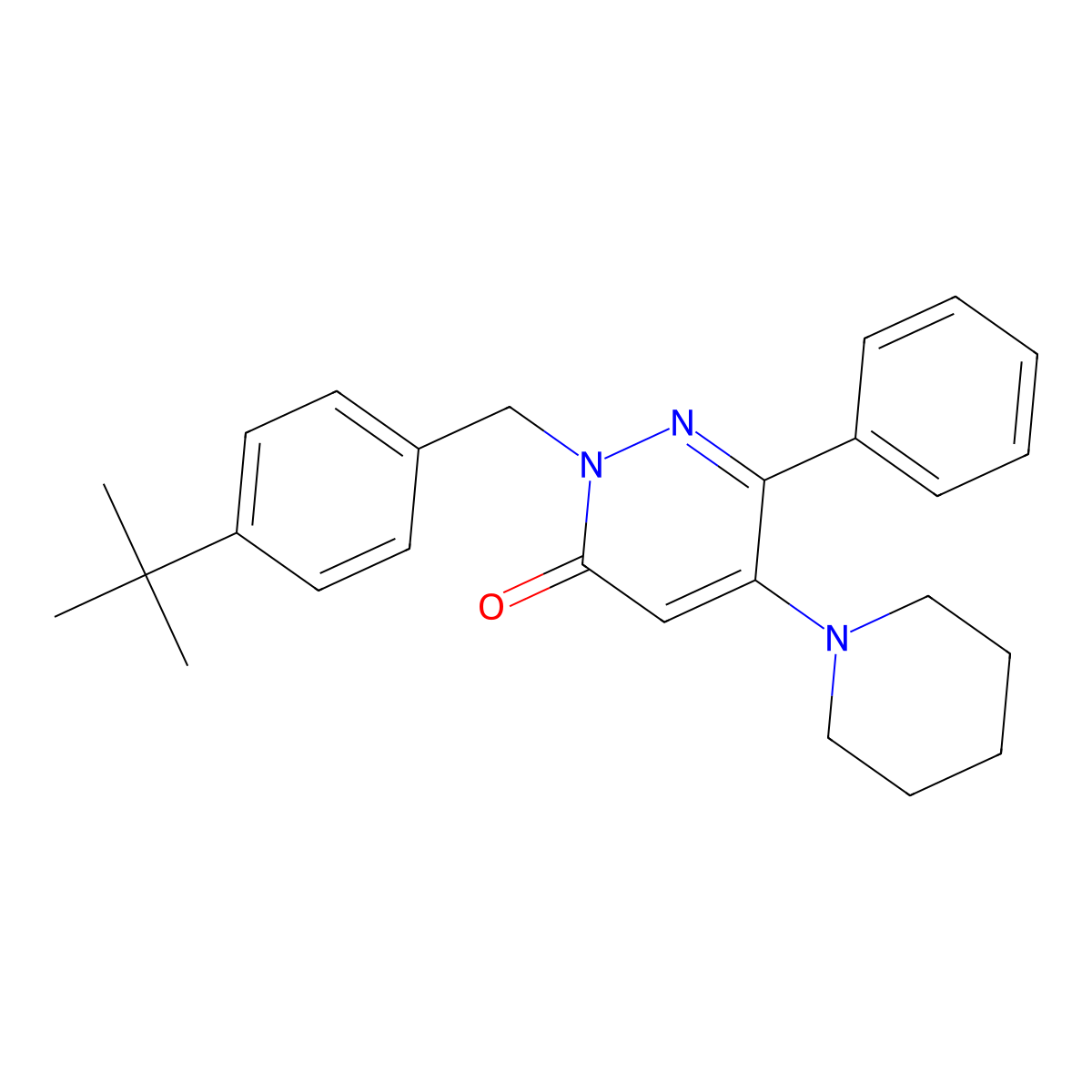 2-[4-(tert-butyl)benzyl]-6-phenyl-5-piperidino-3(2H)-pyridazinone molecular structure, CAS 861208-93-7