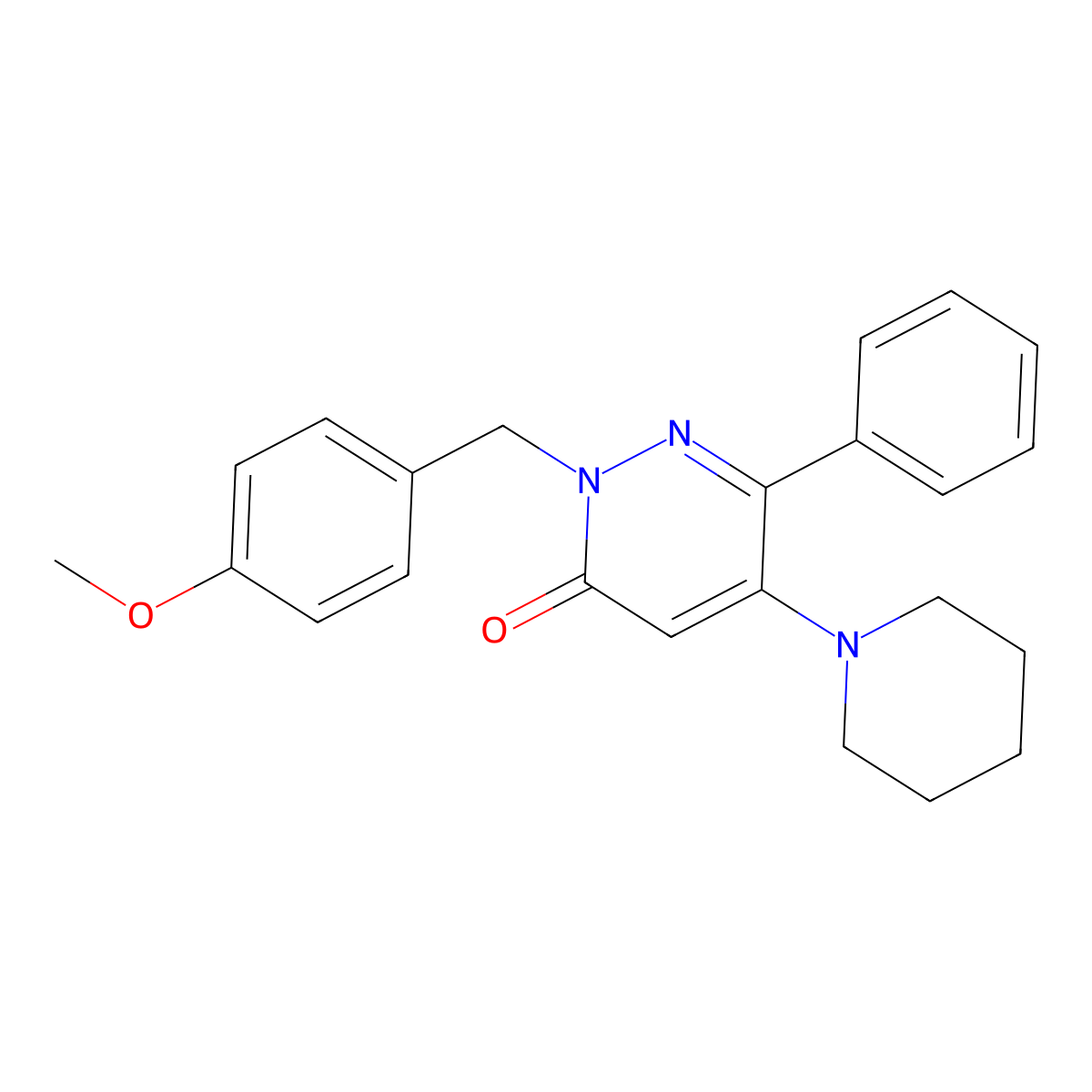 2-(4-methoxybenzyl)-6-phenyl-5-piperidino-3(2H)-pyridazinone molecular structure, CAS 861208-94-8