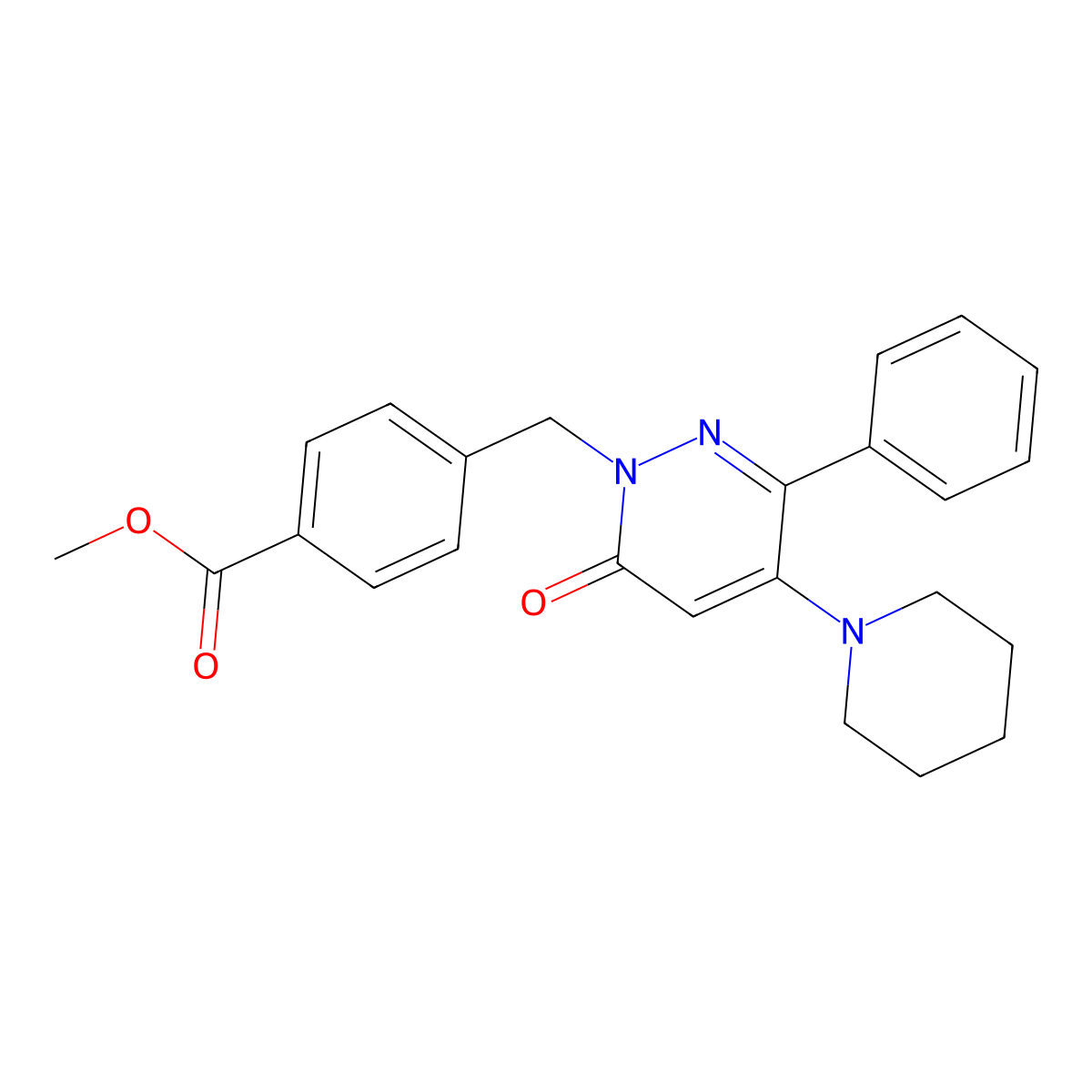methyl 4-{[6-oxo-3-phenyl-4-piperidino-1(6H)-pyridazinyl]methyl}benzenecarboxylate molecular structure, CAS 861208-95-9