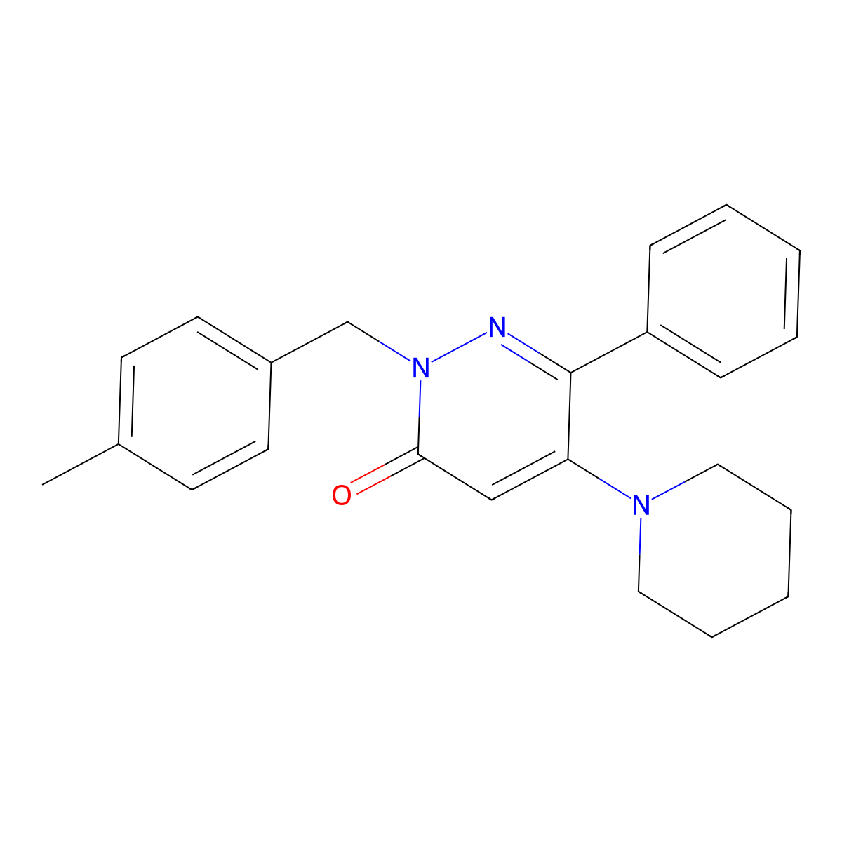 2-(4-methylbenzyl)-6-phenyl-5-piperidino-3(2H)-pyridazinone molecular structure, CAS 861208-97-1