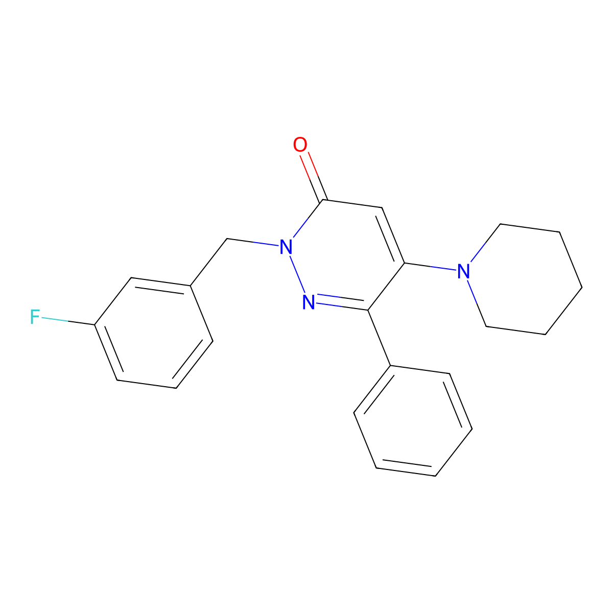 2-(3-fluorobenzyl)-6-phenyl-5-piperidino-3(2H)-pyridazinone molecular structure, CAS 861208-98-2