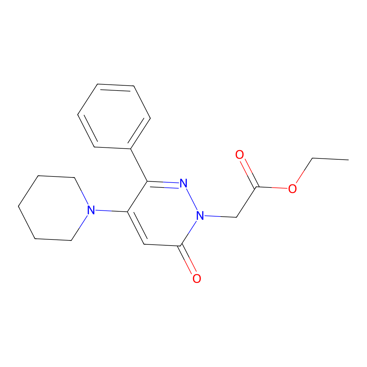 ethyl 2-[6-oxo-3-phenyl-4-piperidino-1(6H)-pyridazinyl]acetate molecular structure, CAS 861208-99-3