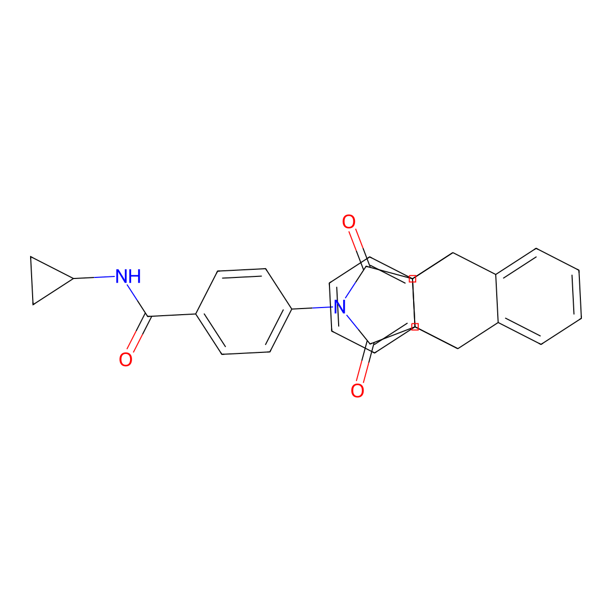 N-cyclopropyl-4-[16,18-dioxo-17-azapentacyclo[6.6.5.0~2,7~.0~9,14~.0~15,19~]nonadeca-2,4,6,9(14),10,12-hexaen-17-yl]benzenecarboxamide molecular structure, CAS 861209-00-9