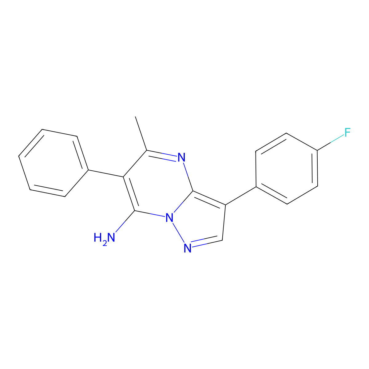 3-(4-Fluorophenyl)-5-methyl-6-phenylpyrazolo[1,5-a]pyrimidin-7-amine molecular structure, CAS 861209-16-7