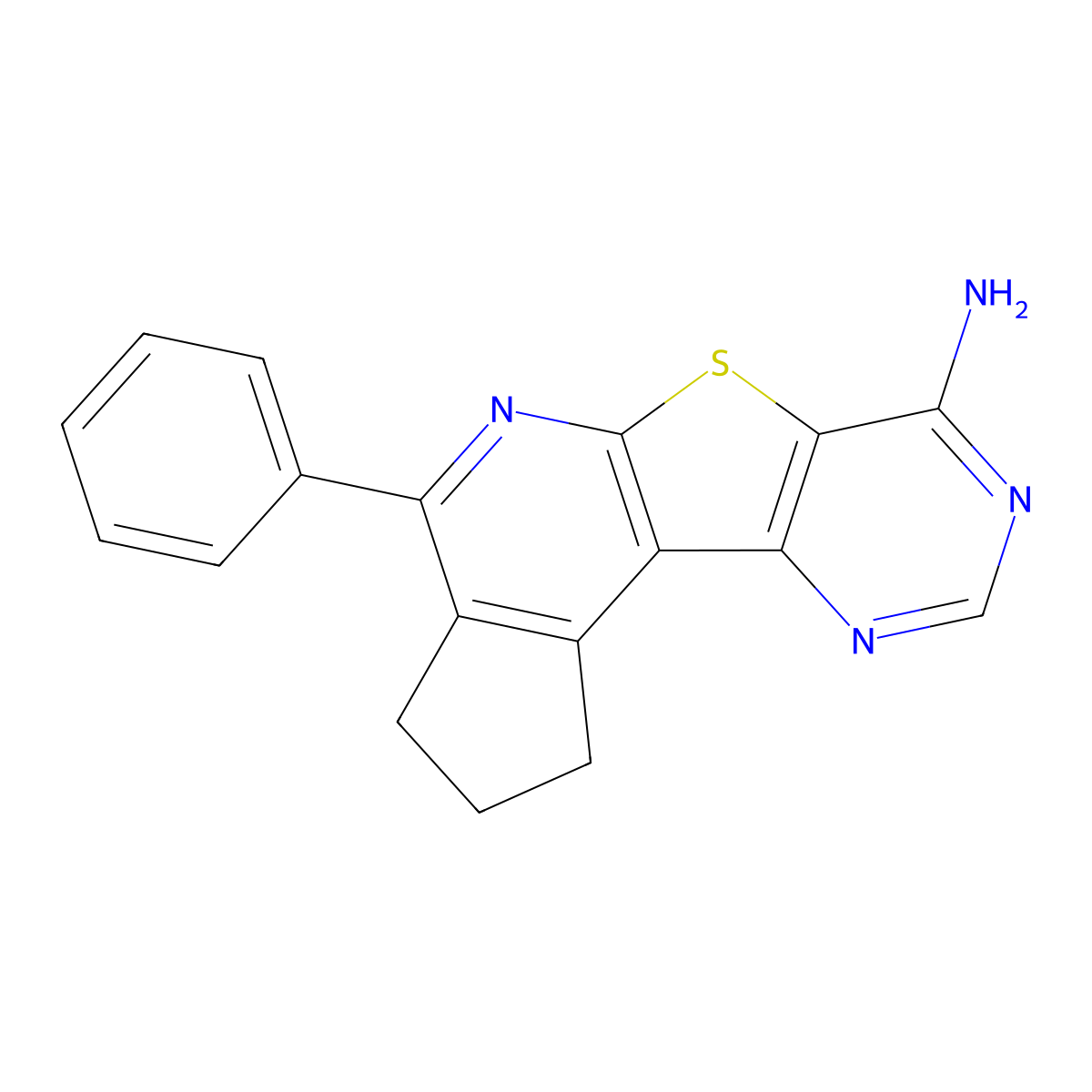 4-phenyl-2,3-dihydro-1H-cyclopenta[4',5']pyrido[3',2':4,5]thieno[3,2-d]pyrimidin-7-amine molecular structure, CAS 861209-25-8