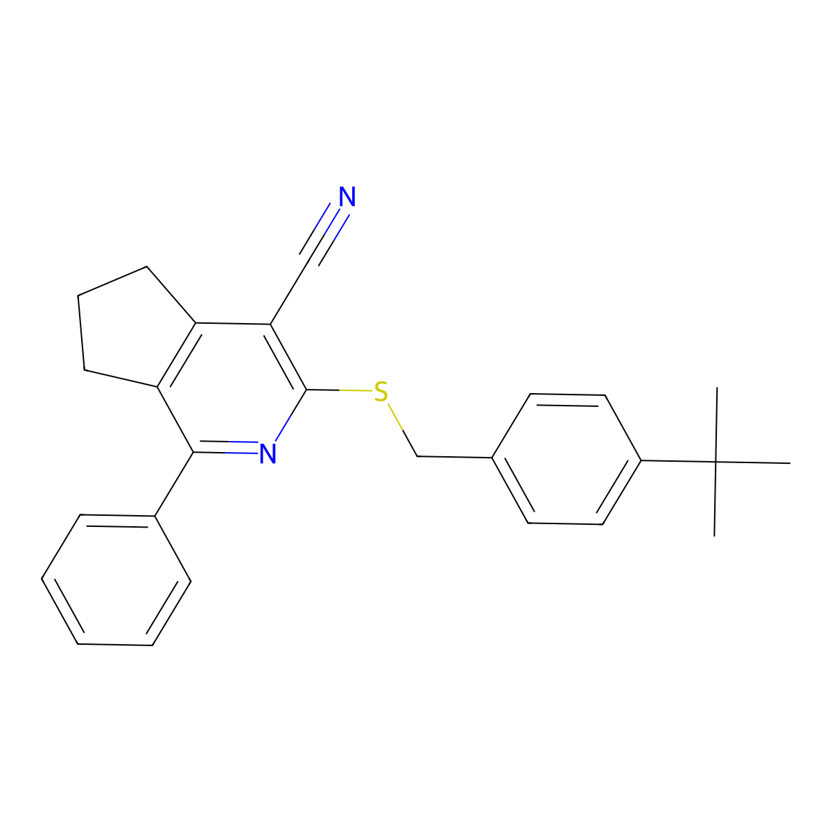 3-{[4-(tert-butyl)benzyl]sulfanyl}-1-phenyl-6,7-dihydro-5H-cyclopenta[c]pyridine-4-carbonitrile molecular structure, CAS 861209-28-1