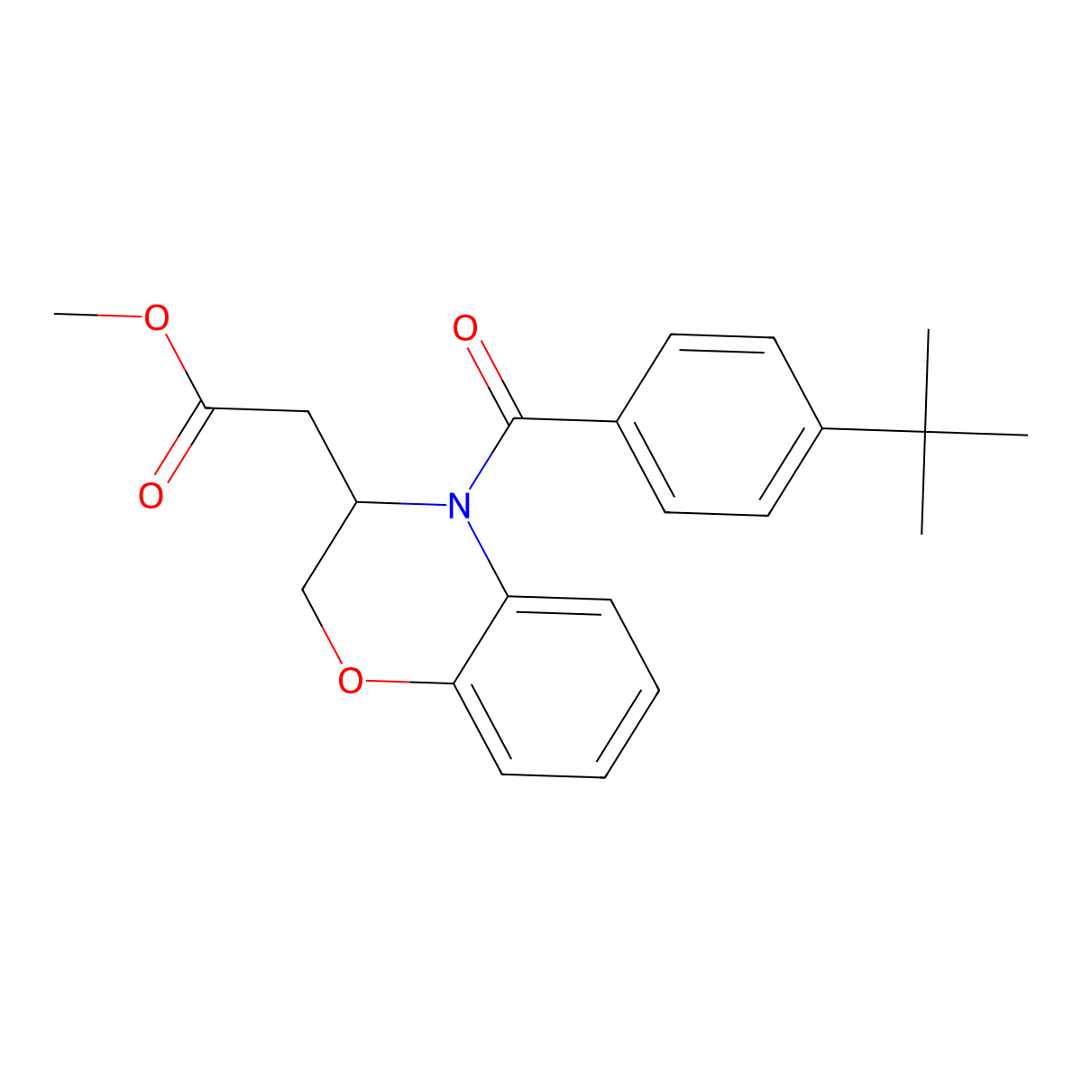 methyl 2-{4-[4-(tert-butyl)benzoyl]-3,4-dihydro-2H-1,4-benzoxazin-3-yl}acetate molecular structure, CAS 861209-29-2