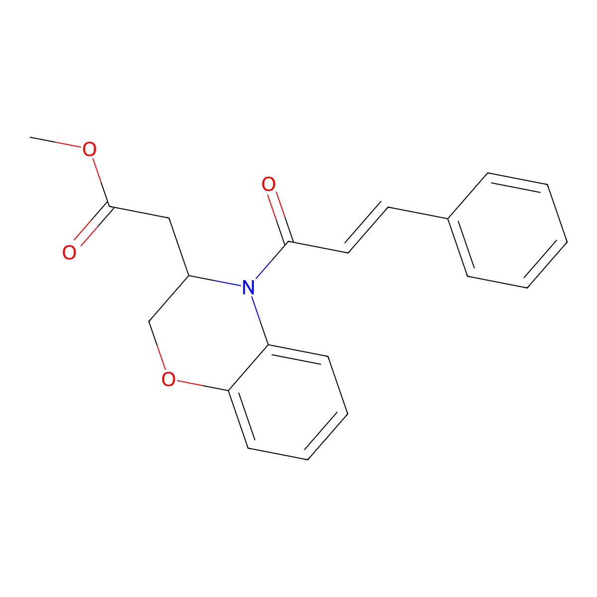 methyl 2-{4-[(E)-3-phenyl-2-propenoyl]-3,4-dihydro-2H-1,4-benzoxazin-3-yl}acetate molecular structure, CAS 861209-30-5