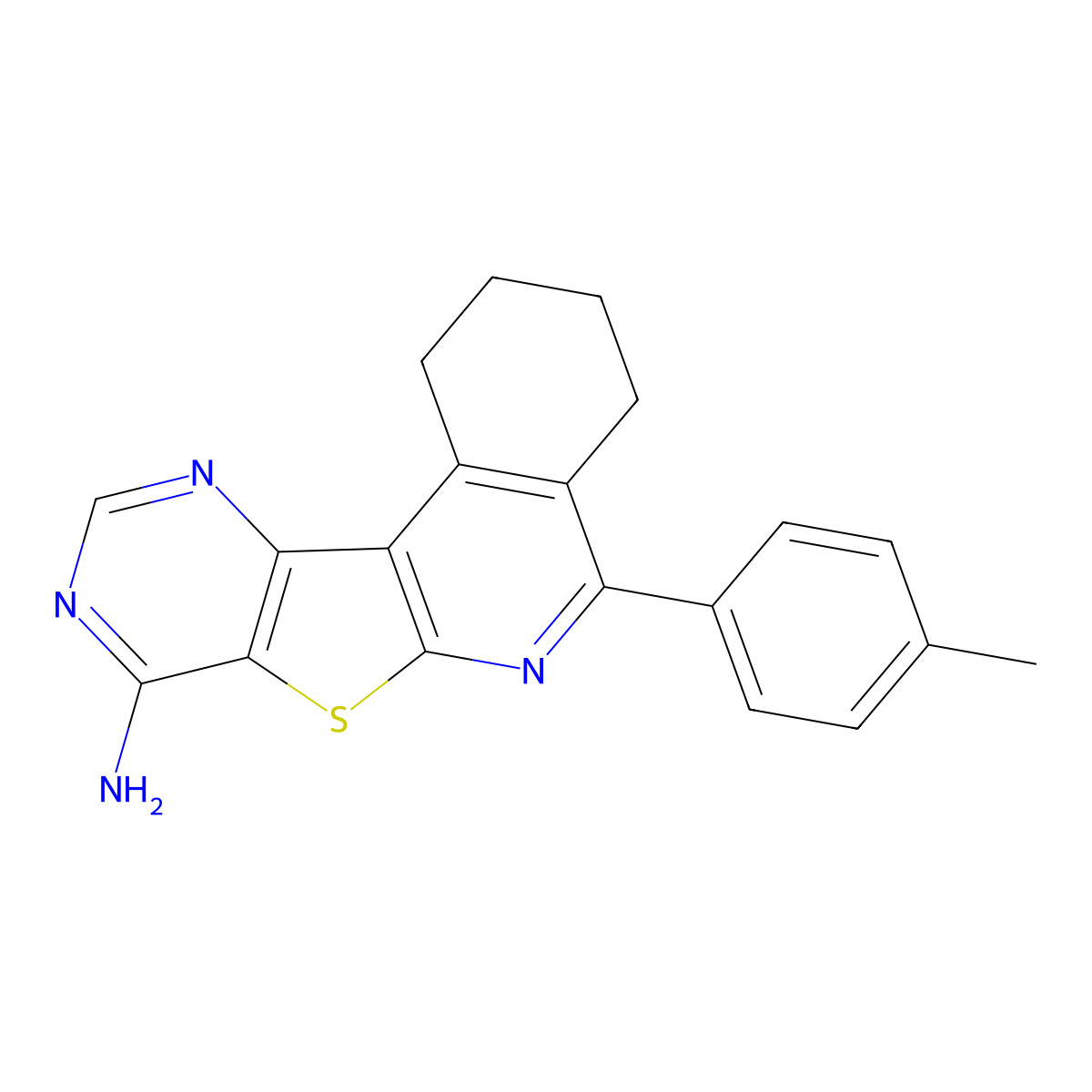 5-(4-Methylphenyl)-1,2,3,4-tetrahydropyrimido[4',5':4,5]thieno[2,3-c]isoquinolin-8-amine molecular structure, CAS 861209-32-7