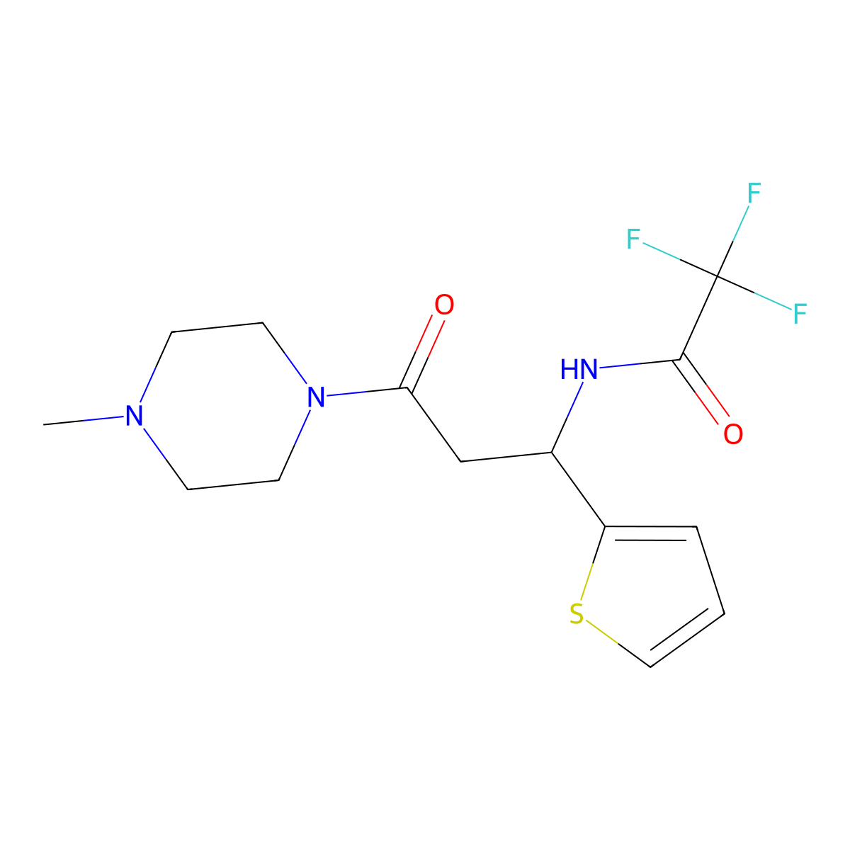 2,2,2-trifluoro-N-[3-(4-methylpiperazino)-3-oxo-1-(2-thienyl)propyl]acetamide molecular structure, CAS 861209-42-9