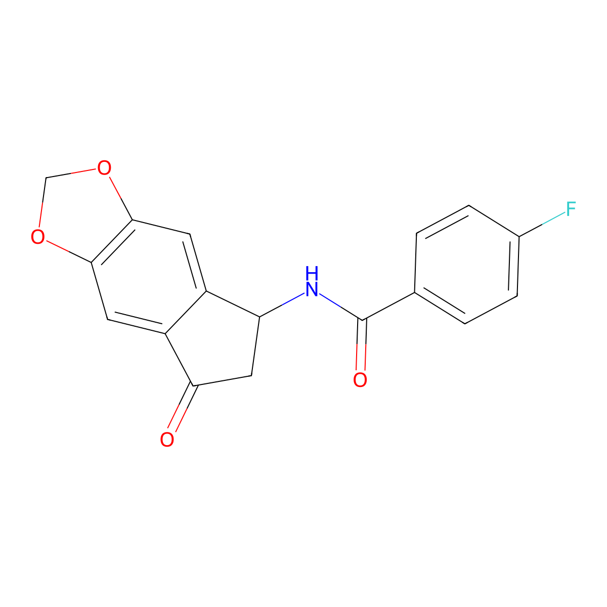 4-fluoro-N-(7-oxo-6,7-dihydro-5H-indeno[5,6-d][1,3]dioxol-5-yl)benzenecarboxamide molecular structure, CAS 861209-45-2