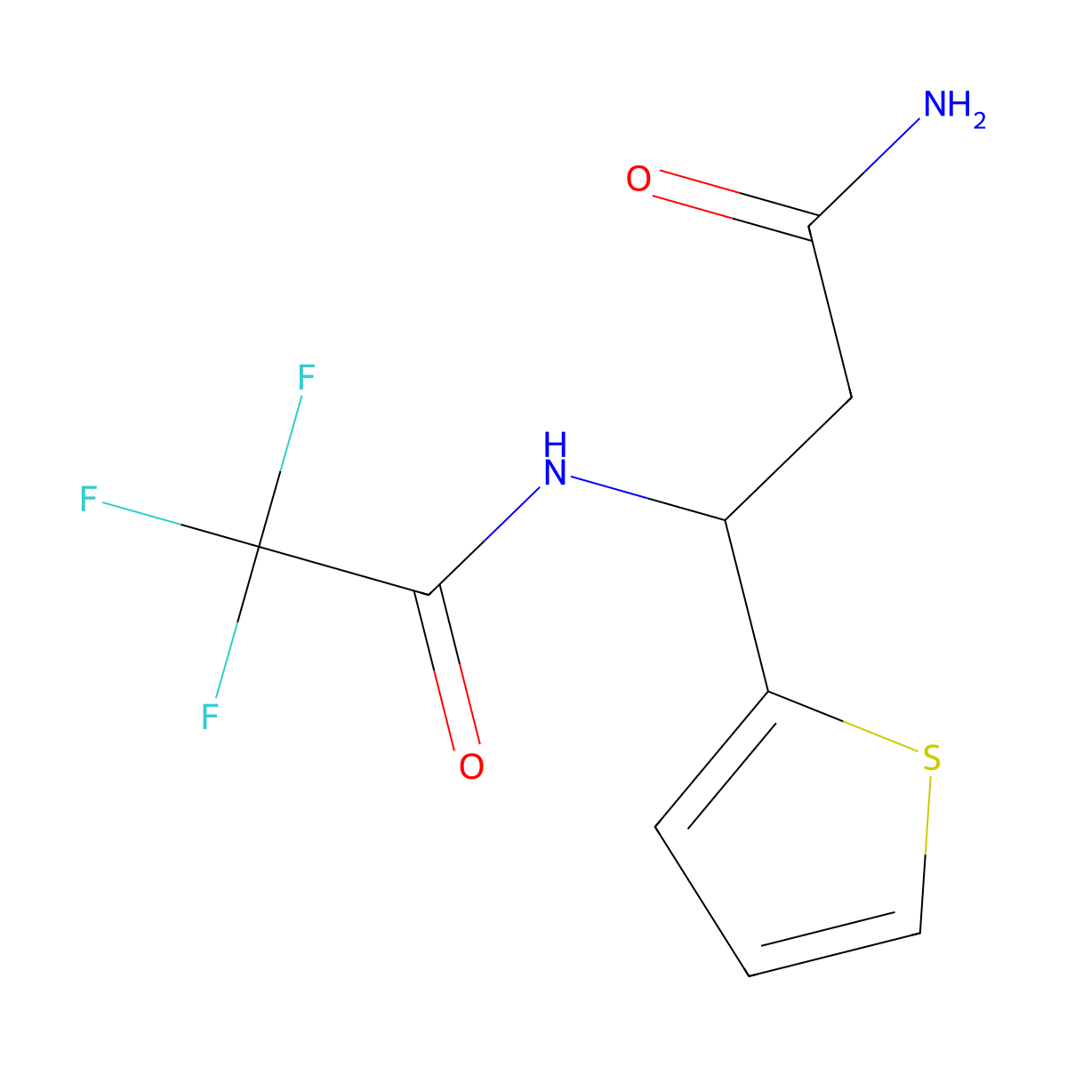 3-(2-Thienyl)-3-[(2,2,2-trifluoroacetyl)amino]propanamide molecular structure, CAS 861209-46-3