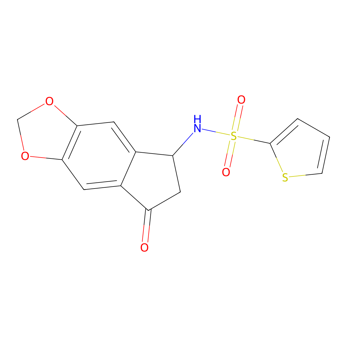 N-(7-oxo-6,7-dihydro-5H-indeno[5,6-d][1,3]dioxol-5-yl)-2-thiophenesulfonamide molecular structure, CAS 861209-48-5