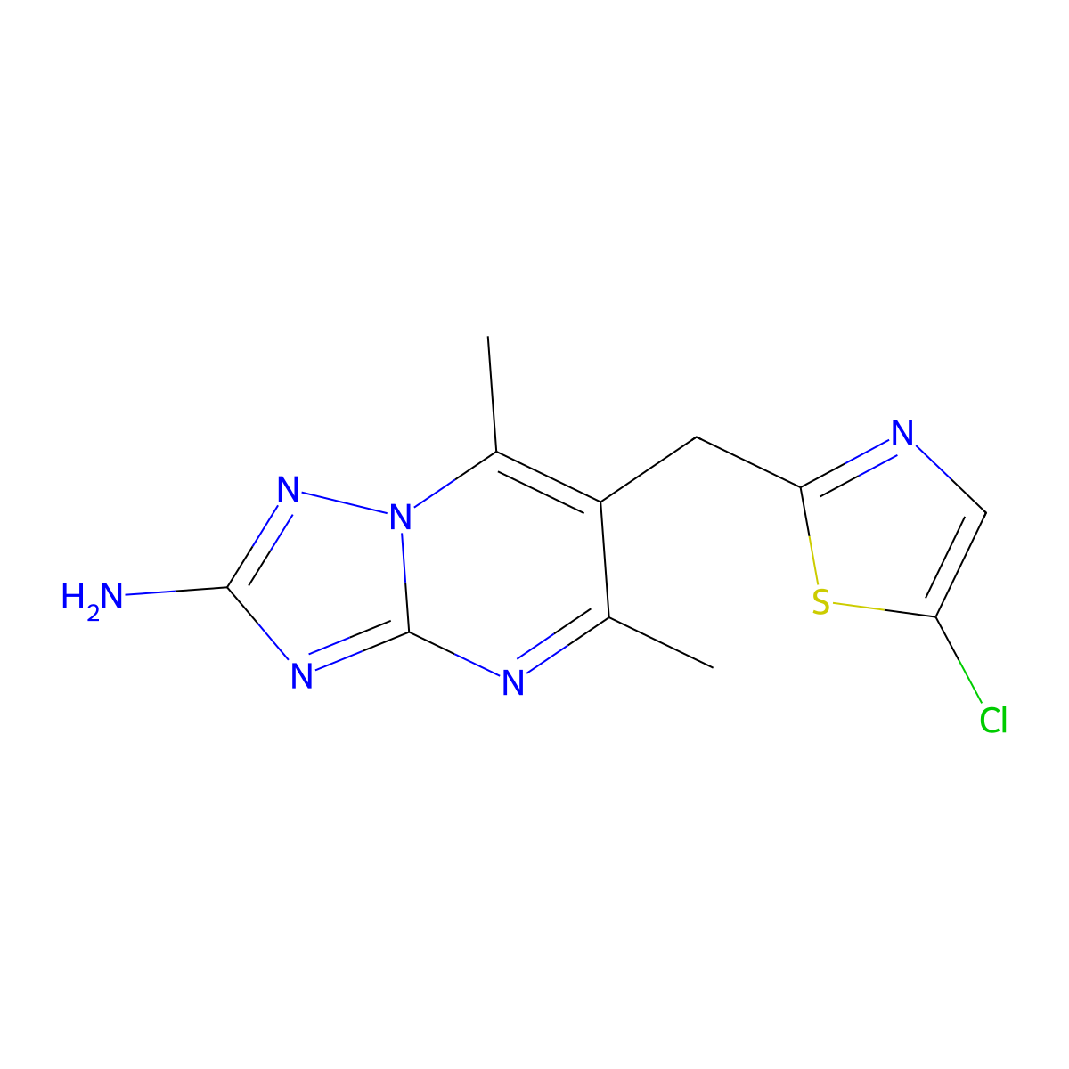 6-[(5-Chloro-1,3-thiazol-2-yl)methyl]-5,7-dimethyl[1,2,4]triazolo[1,5-a]pyrimidin-2-amine molecular structure, CAS 861209-53-2