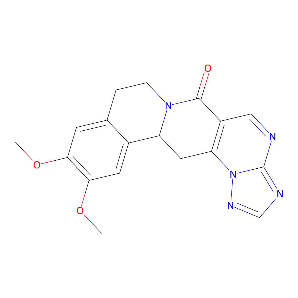 11,12-dimethoxy-8,9,13b,14-tetrahydro-6H-[1,2,4]triazolo[5'',1'':2',3']pyrimido[4',5':4,5]pyrido[2,1-a]isoquinolin-6-one molecular structure, CAS 861209-59-8