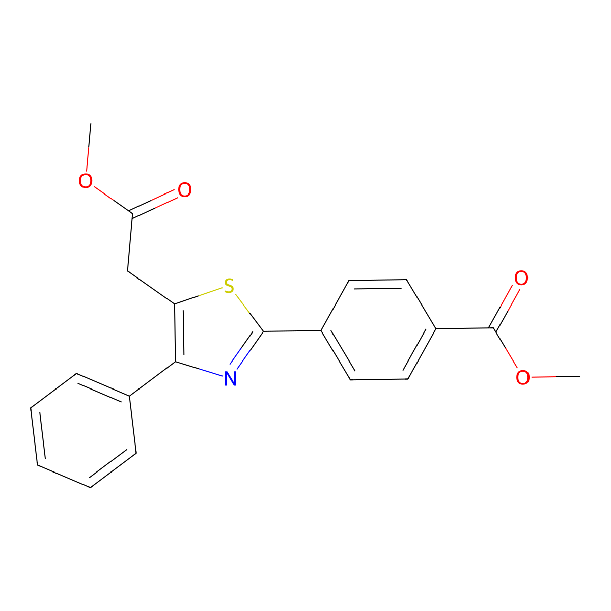 Methyl 4-[5-(2-methoxy-2-oxoethyl)-4-phenyl-1,3-thiazol-2-yl]benzoate molecular structure, CAS 861209-65-6
