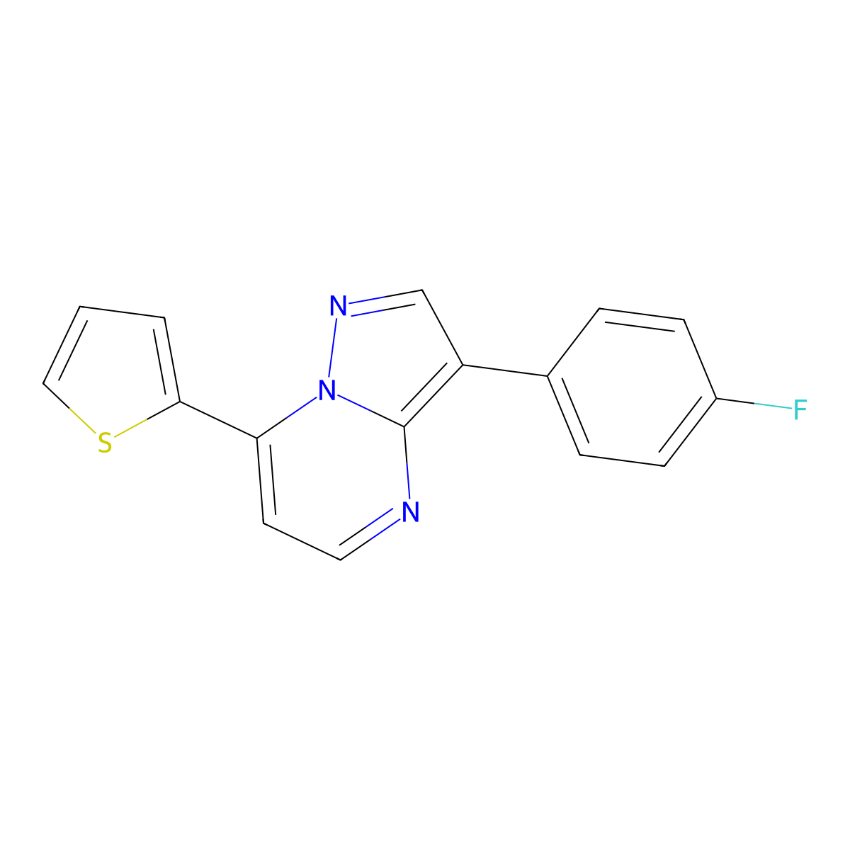 3-(4-Fluorophenyl)-7-(2-thienyl)pyrazolo[1,5-a]pyrimidine molecular structure, CAS 861209-72-5