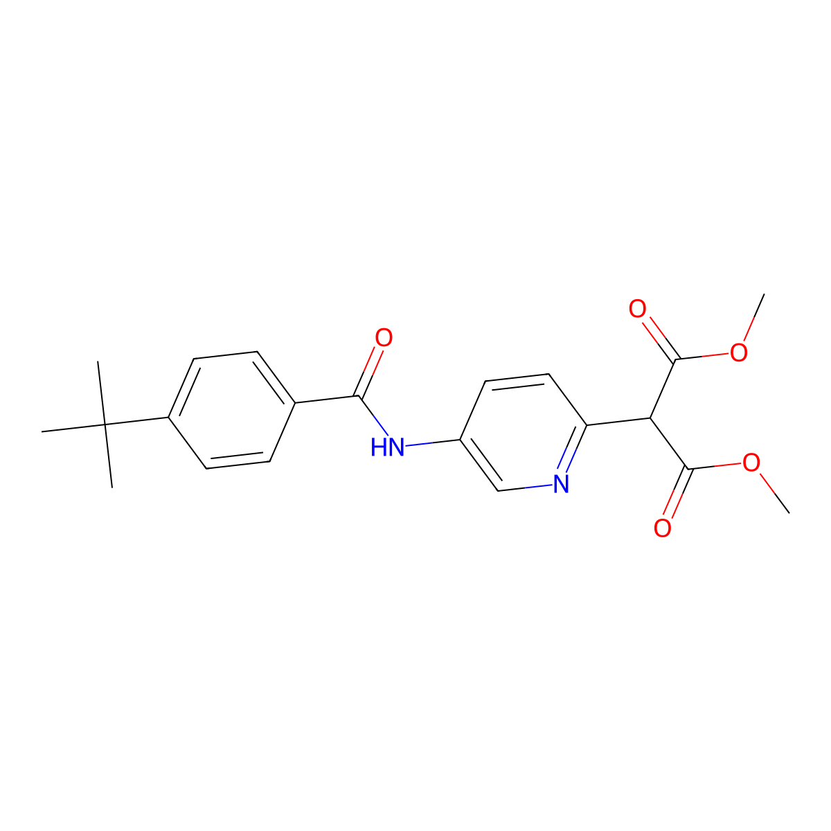 Dimethyl 2-(5-{[4-(tert-butyl)benzoyl]amino}-2-pyridinyl)malonate molecular structure, CAS 861209-83-8