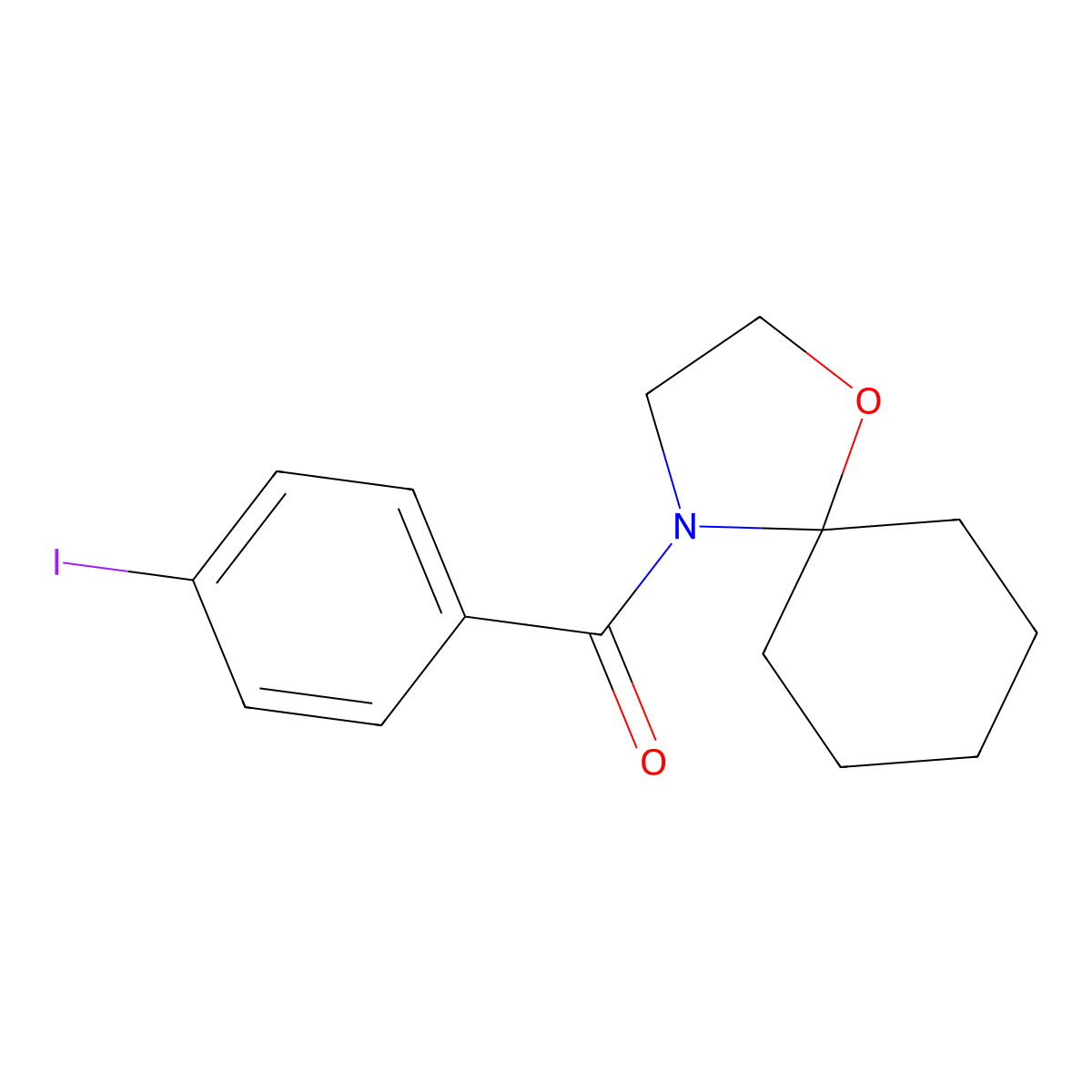 (4-Iodophenyl)(1-oxa-4-azaspiro[4.5]dec-4-yl)methanone molecular structure, CAS 861209-88-3