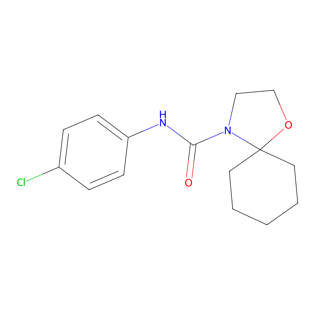 N-(4-chlorophenyl)-1-oxa-4-azaspiro[4.5]decane-4-carboxamide molecular structure, CAS 861209-90-7