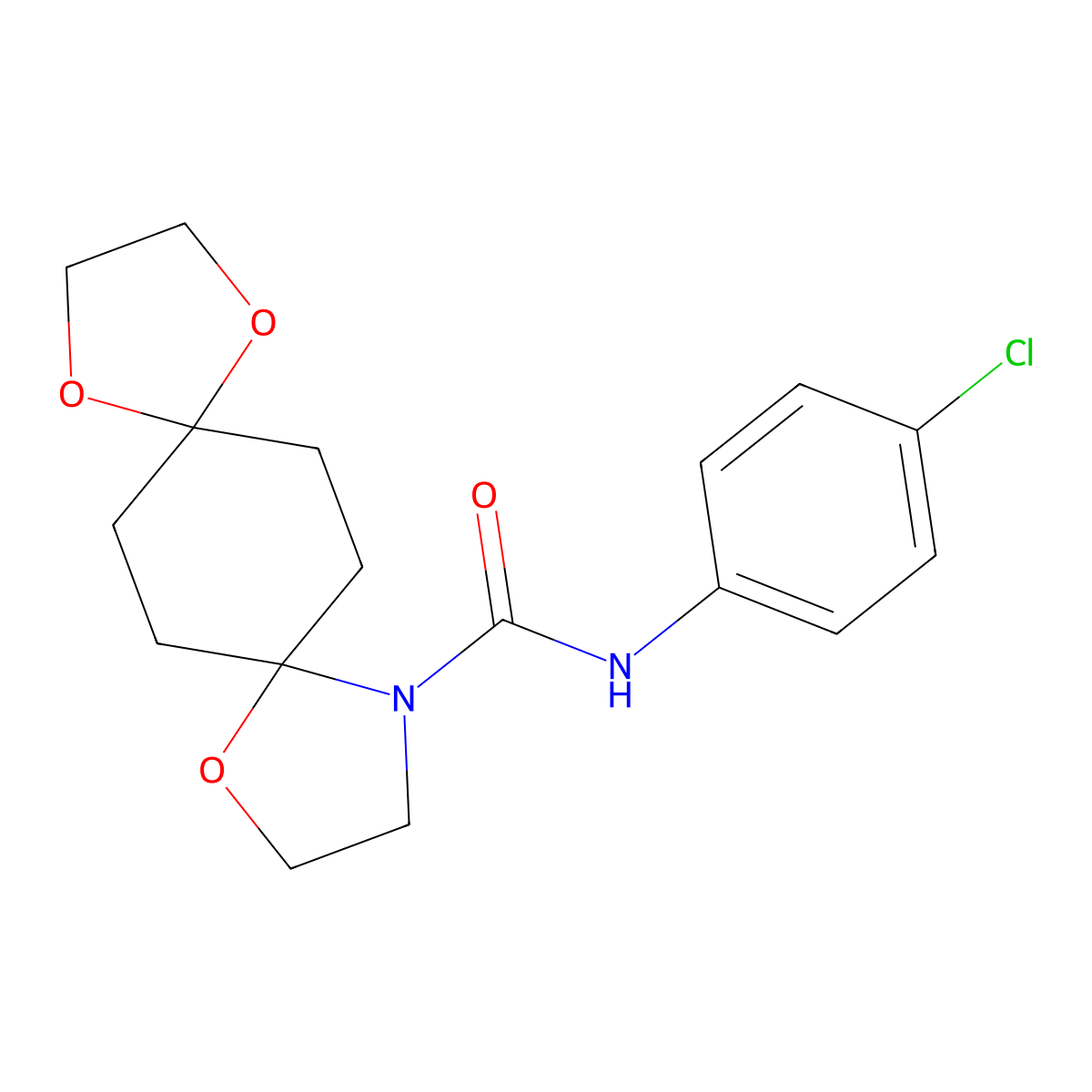 N-(4-chlorophenyl)-1,4,9-trioxa-12-azadispiro[4.2.4.2]tetradecane-12-carboxamide molecular structure, CAS 861209-91-8