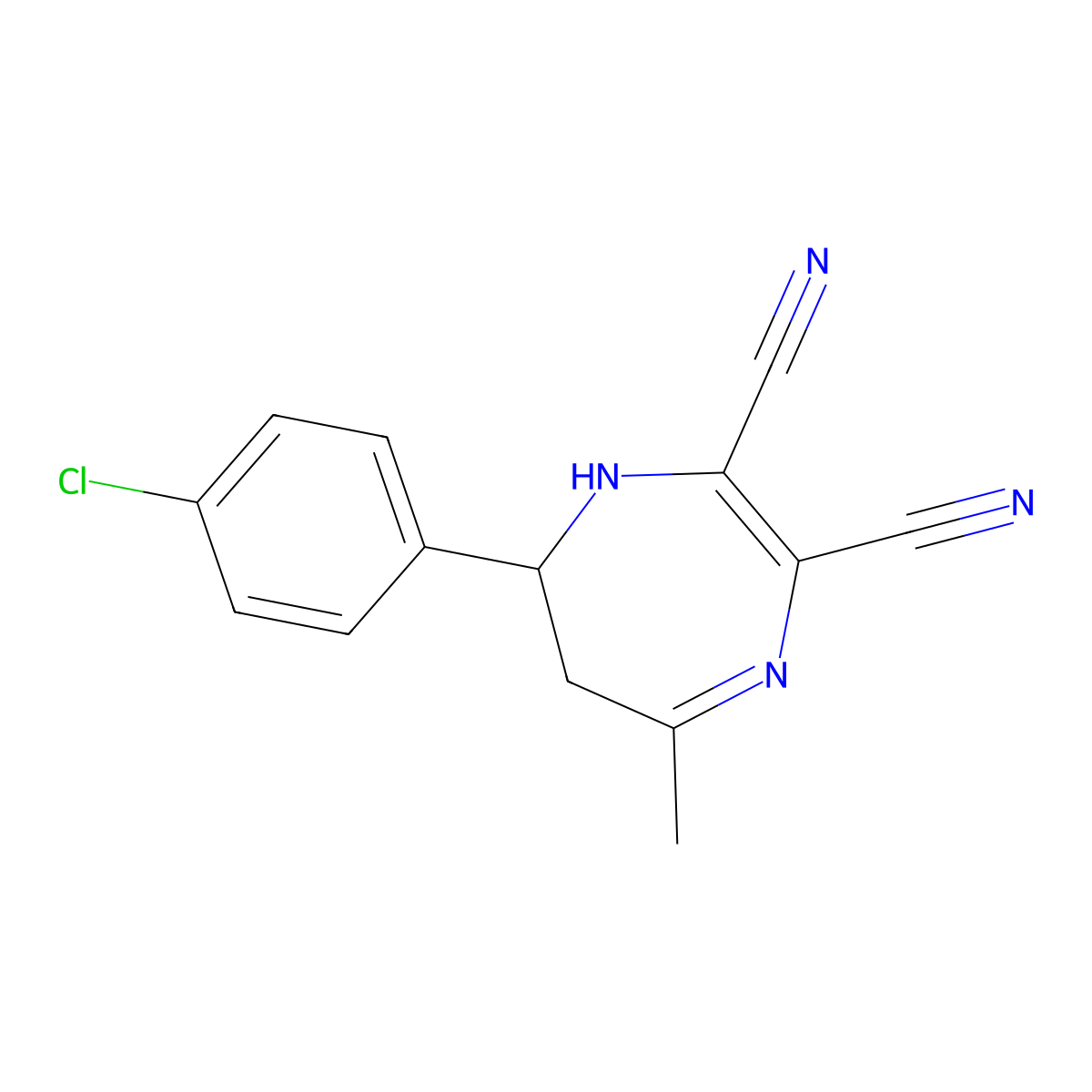 7-(4-Chlorophenyl)-6,7-dihydro-5-methyl-1H-1,4-diazepine-2,3-dicarbonitrile molecular structure, CAS 861209-95-2