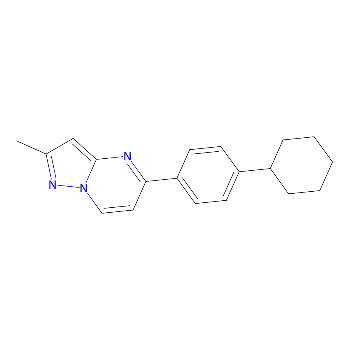 5-(4-Cyclohexylphenyl)-2-methylpyrazolo[1,5-a]pyrimidine molecular structure, CAS 861210-07-3