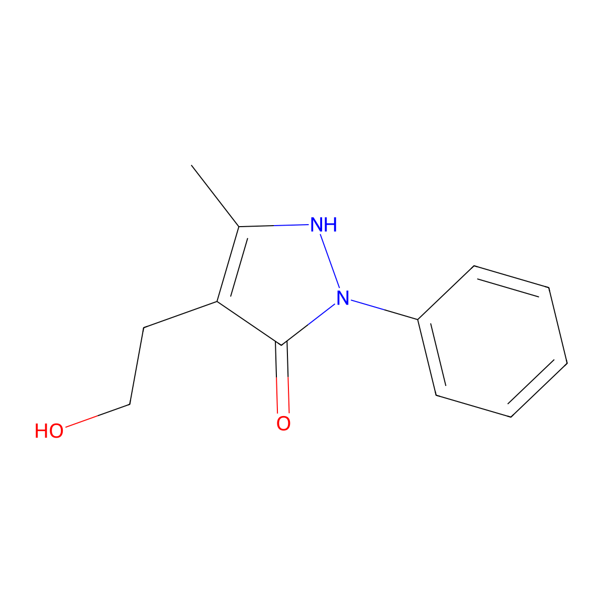 4-(2-hydroxyethyl)-5-methyl-2-phenyl-1,2-dihydro-3H-pyrazol-3-one molecular structure, CAS 861210-10-8