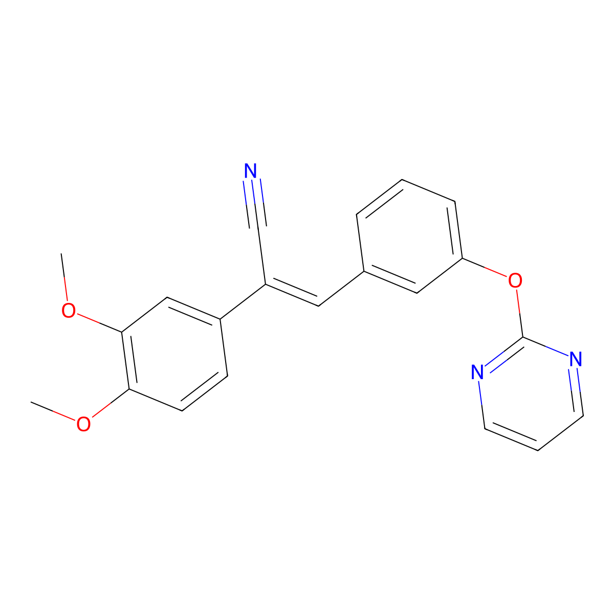 (Z)-2-(3,4-dimethoxyphenyl)-3-(3-pyrimidin-2-yloxyphenyl)prop-2-enenitrile molecular structure, CAS 861210-15-3