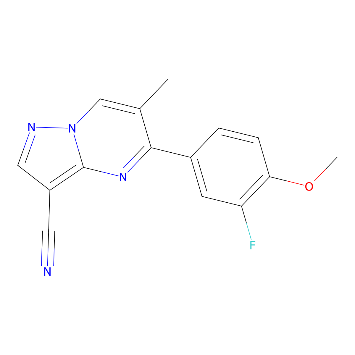 5-(3-Fluoro-4-methoxyphenyl)-6-methylpyrazolo[1,5-a]pyrimidine-3-carbonitrile molecular structure, CAS 861210-18-6