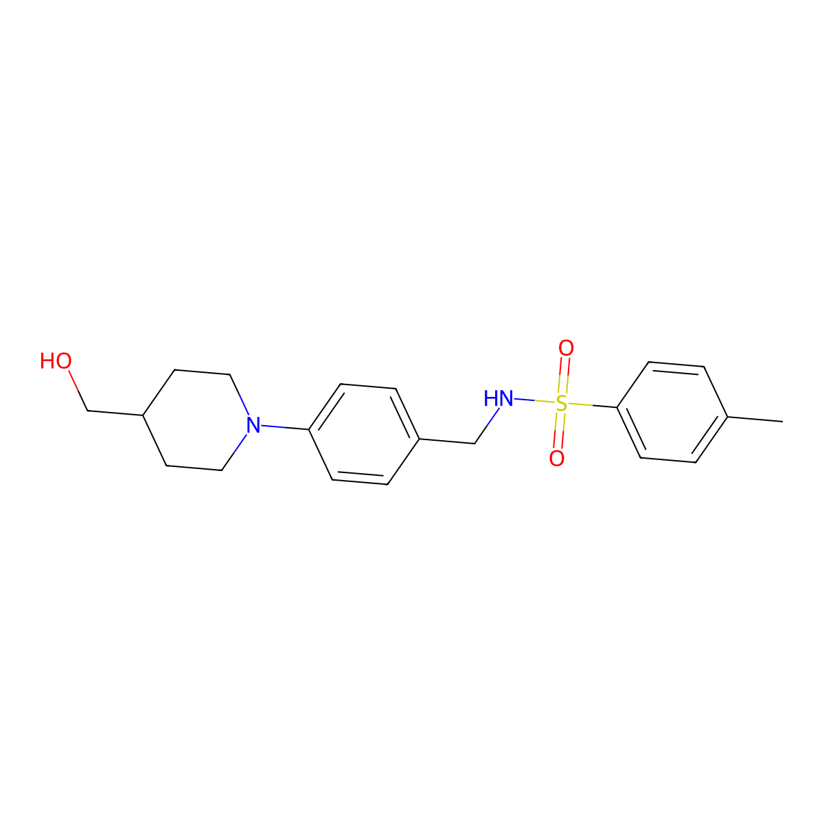 N-{4-[4-(hydroxymethyl)piperidino]benzyl}-4-methylbenzenesulfonamide molecular structure, CAS 861210-21-1