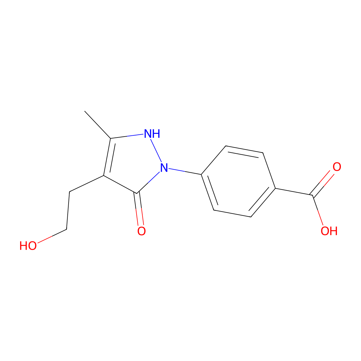 4-[4-(2-hydroxyethyl)-3-methyl-5-oxo-2,5-dihydro-1H-pyrazol-1-yl]benzenecarboxylic acid molecular structure, CAS 861210-30-2