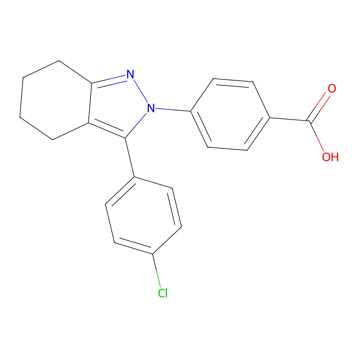 4-[3-(4-chlorophenyl)-4,5,6,7-tetrahydro-2H-indazol-2-yl]benzenecarboxylic acid molecular structure, CAS 861210-33-5