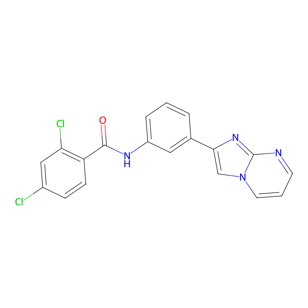2,4-dichloro-N-(3-{imidazo[1,2-a]pyrimidin-2-yl}phenyl)benzamide molecular structure, CAS 861210-38-0