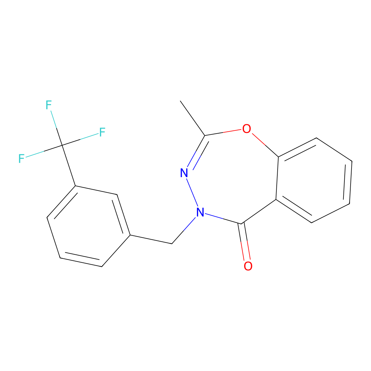 2-methyl-4-[3-(trifluoromethyl)benzyl]-1,3,4-benzoxadiazepin-5(4H)-one molecular structure, CAS 861210-46-0