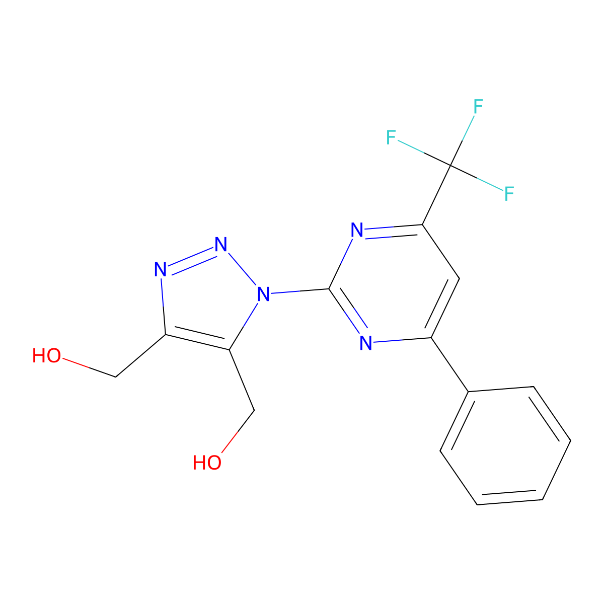 {4-(hydroxymethyl)-1-[4-phenyl-6-(trifluoromethyl)-2-pyrimidinyl]-1H-1,2,3-triazol-5-yl}methanol molecular structure, CAS 861210-55-1