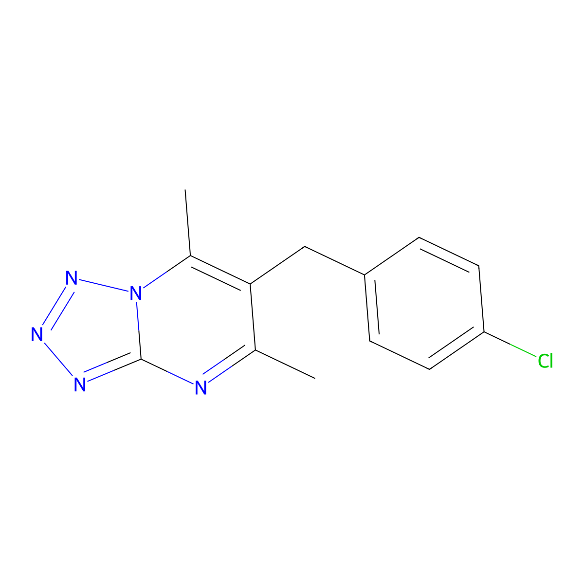 6-(4-Chlorobenzyl)-5,7-dimethyl[1,2,3,4]tetraazolo[1,5-a]pyrimidine molecular structure, CAS 861210-56-2