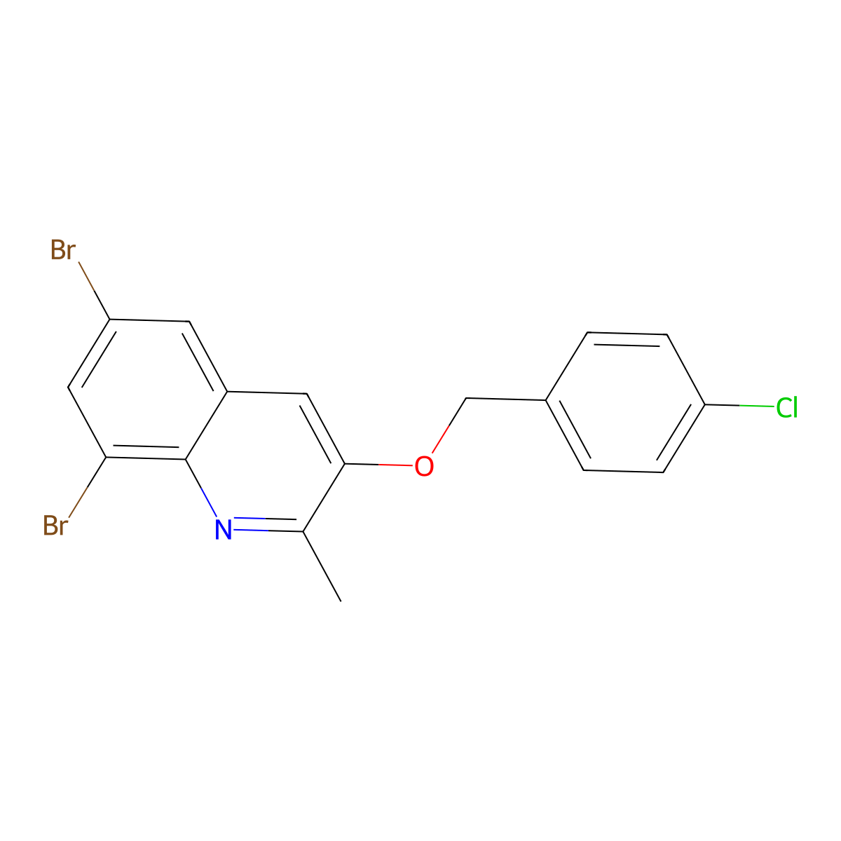 6,8-Dibromo-3-[(4-chlorophenyl)methoxy]-2-methylquinoline molecular structure, CAS 861210-57-3