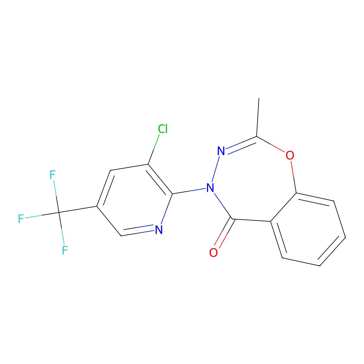 4-[3-chloro-5-(trifluoromethyl)-2-pyridinyl]-2-methyl-1,3,4-benzoxadiazepin-5(4H)-one molecular structure, CAS 861210-70-0