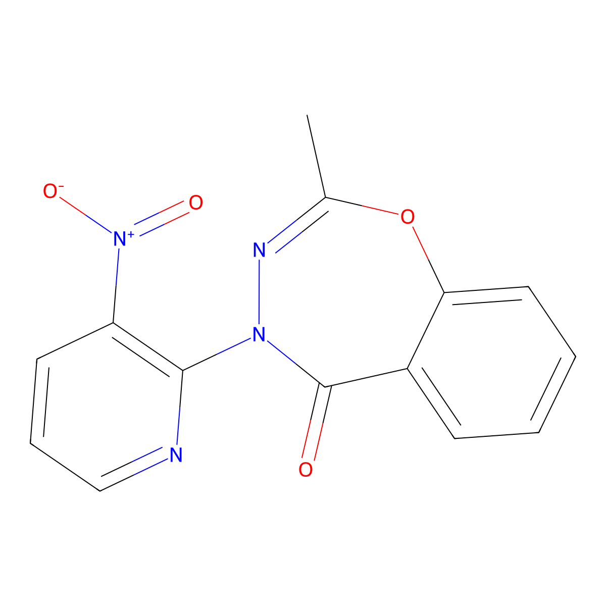 2-methyl-4-(3-nitro-2-pyridinyl)-1,3,4-benzoxadiazepin-5(4H)-one molecular structure, CAS 861210-71-1