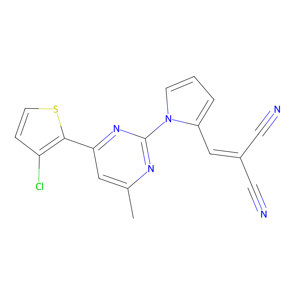 2-({1-[4-(3-chloro-2-thienyl)-6-methyl-2-pyrimidinyl]-1H-pyrrol-2-yl}methylene)malononitrile molecular structure, CAS 861210-73-3