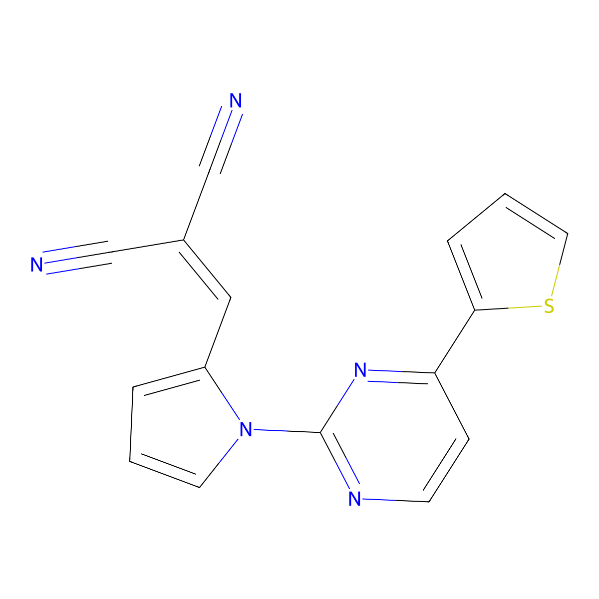 2-({1-[4-(2-thienyl)-2-pyrimidinyl]-1H-pyrrol-2-yl}methylene)malononitrile molecular structure, CAS 861210-74-4