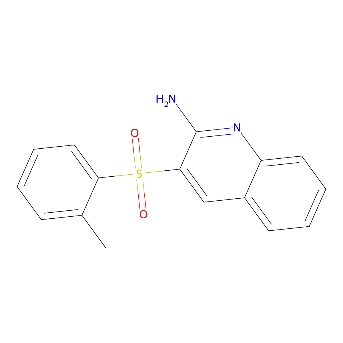 3-((2-Methylphenyl)sulfonyl)-2-quinolinamine molecular structure, CAS 861210-75-5