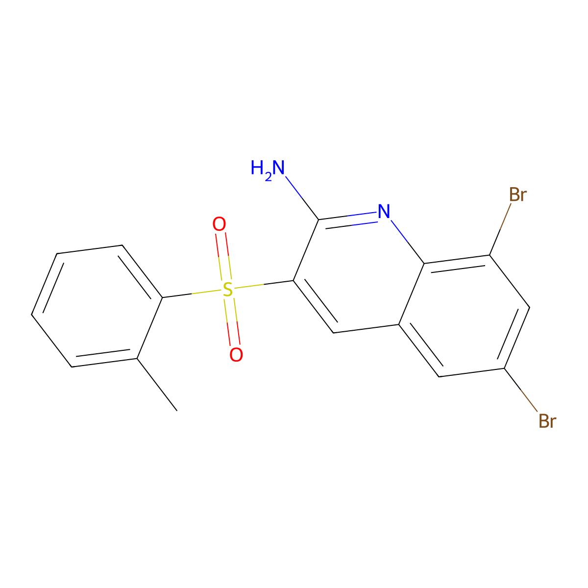 6,8-Dibromo-3-[(2-methylphenyl)sulfonyl]-2-quinolinamine molecular structure, CAS 861210-88-0
