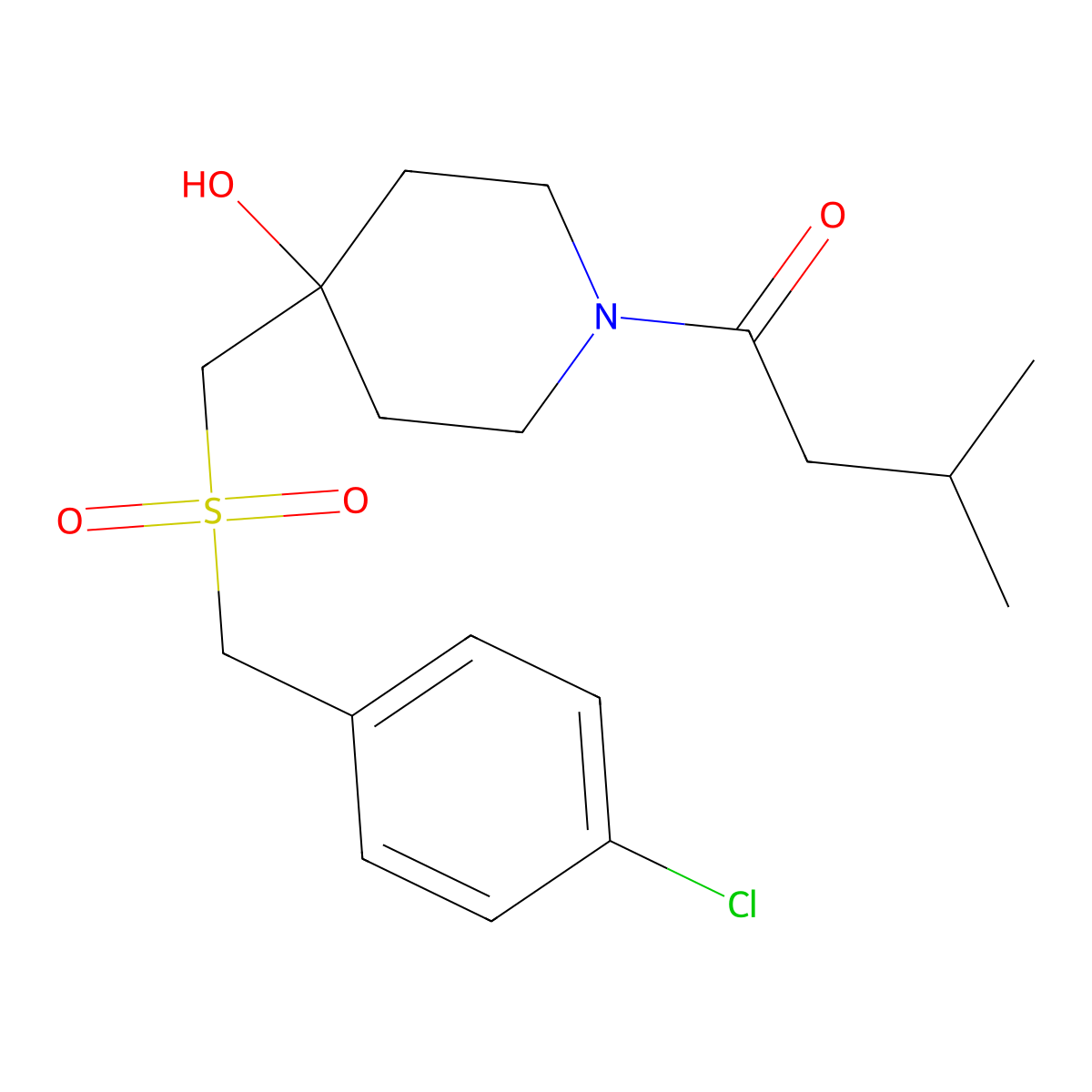 1-(4-{[(4-Chlorobenzyl)sulfonyl]methyl}-4-hydroxypiperidino)-3-methyl-1-butanone molecular structure, CAS 861211-14-5