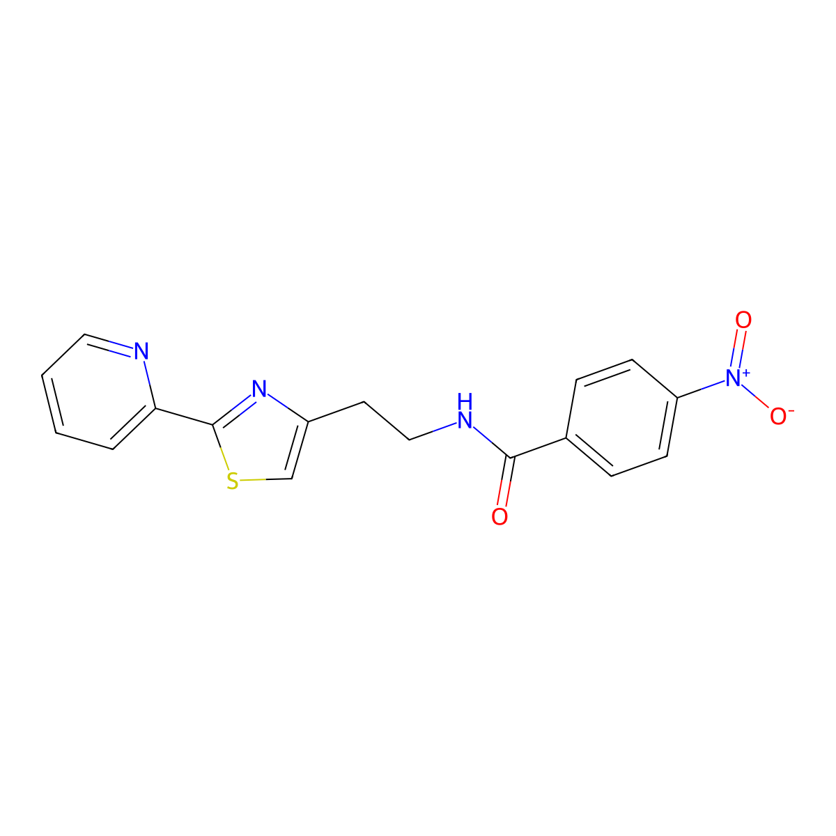 4-nitro-N-{2-[2-(2-pyridinyl)-1,3-thiazol-4-yl]ethyl}benzenecarboxamide molecular structure, CAS 861211-23-6